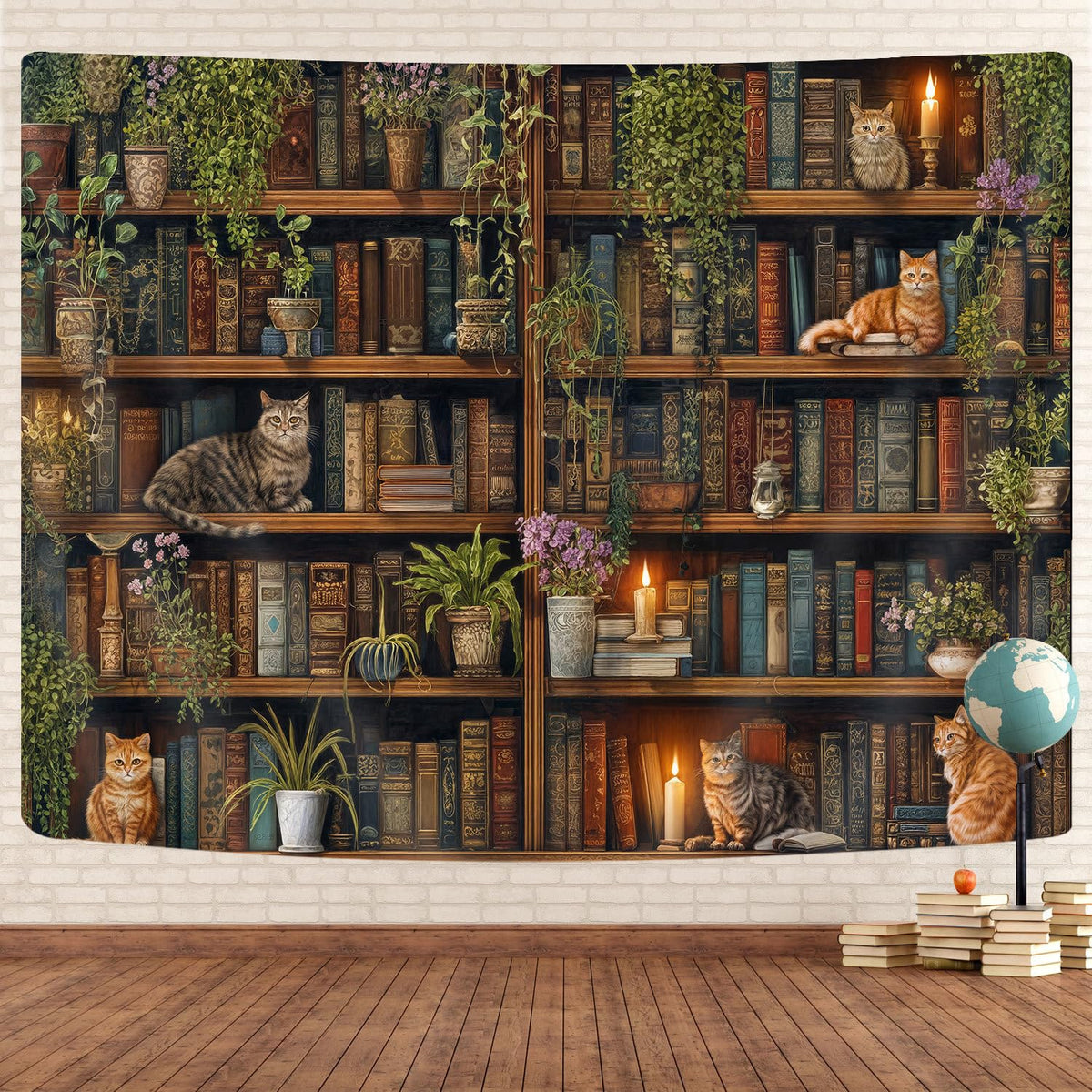 GOAOK Fantasy Library Tapestry For Classroom, Mysterious Tree Magic Bookshelf Aesthetic Tapestries, Witchy Fairytale Tree Vintage Bookshelf Book Art Tapestry Wall Hanging College Room Bedroom, 60"X40"