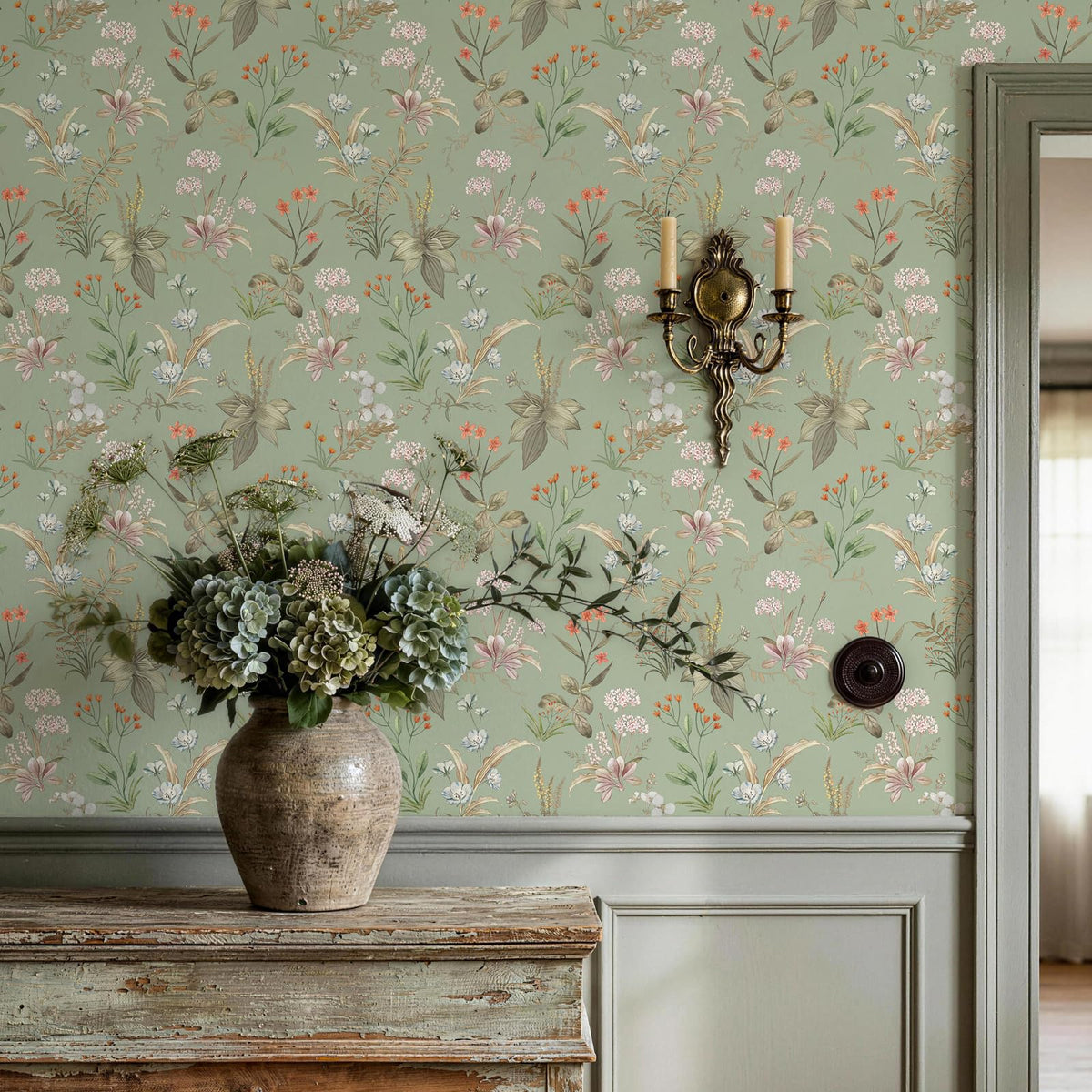 Simon&Siff Vintage Floral Peel and Stick Wallpaper 17.3" x 118"