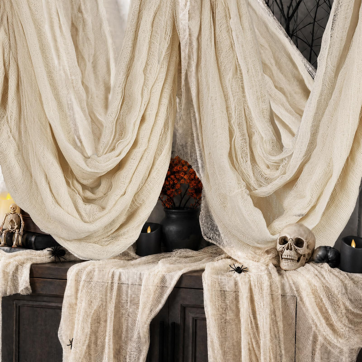 600 x 80 in Halloween Creepy Cloth for Yard and Outdoor Decorations, Green