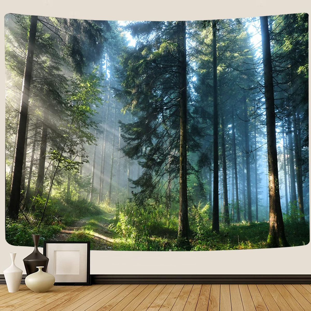 Llamazing Forest Tapestry Home Decor Landscape Living Room Bedroom Decoration Magic Tapestry Curtain (Morning Forest, 78''L×60''W)