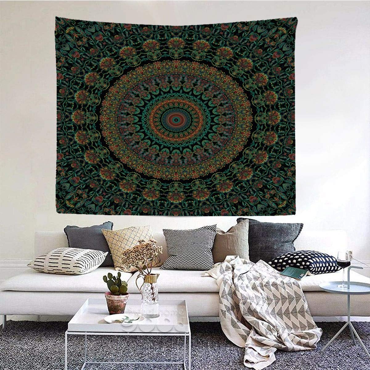 FENDROM Popular Handicrafts Indian hippie Bohemian Psychedelic Peacock Mandala Wall hanging College Dorm Beach Throws Table Cloth Bedding Tapestry