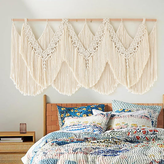 Macrame Wall Hanging Wedding Hanger Tassel Knotting Boho Decor 47"W*25"L