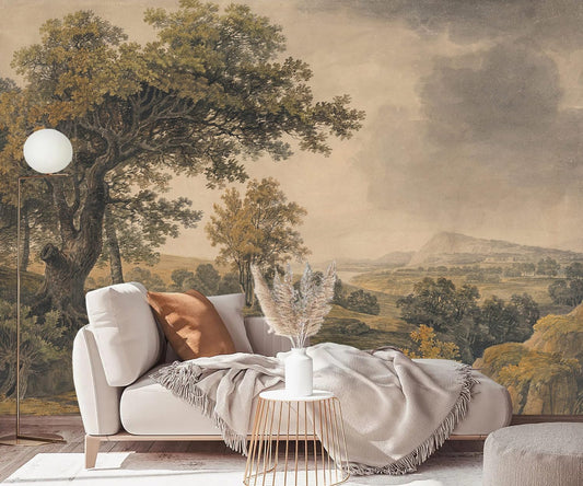 YQWDMX - Beige Forest Peel and Stick Wallpaper Jungle Self-Adhesive Mural for Living Room ZY12 L