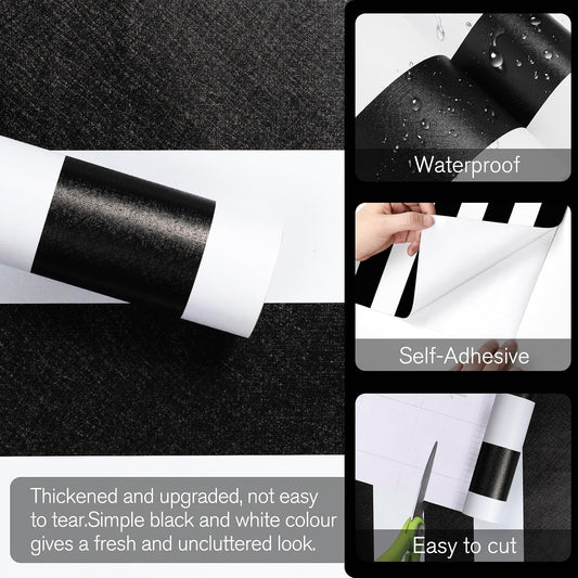 17.3”x120” Black and White Striped Wallpaper Peel and Stick Wallpaper Self-Adhesive Removable Waterproof Wall Paper for Walls Modern Vinyl Film