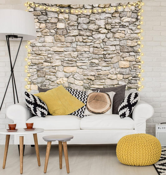 Loccor Vintage Brick Rock Wall Tapestry - Old Masonry Architecture Wall Hanging W90 x H70 Large Abstract Polyester Print for Bedroom, Living Room, Dorm, Home Decor