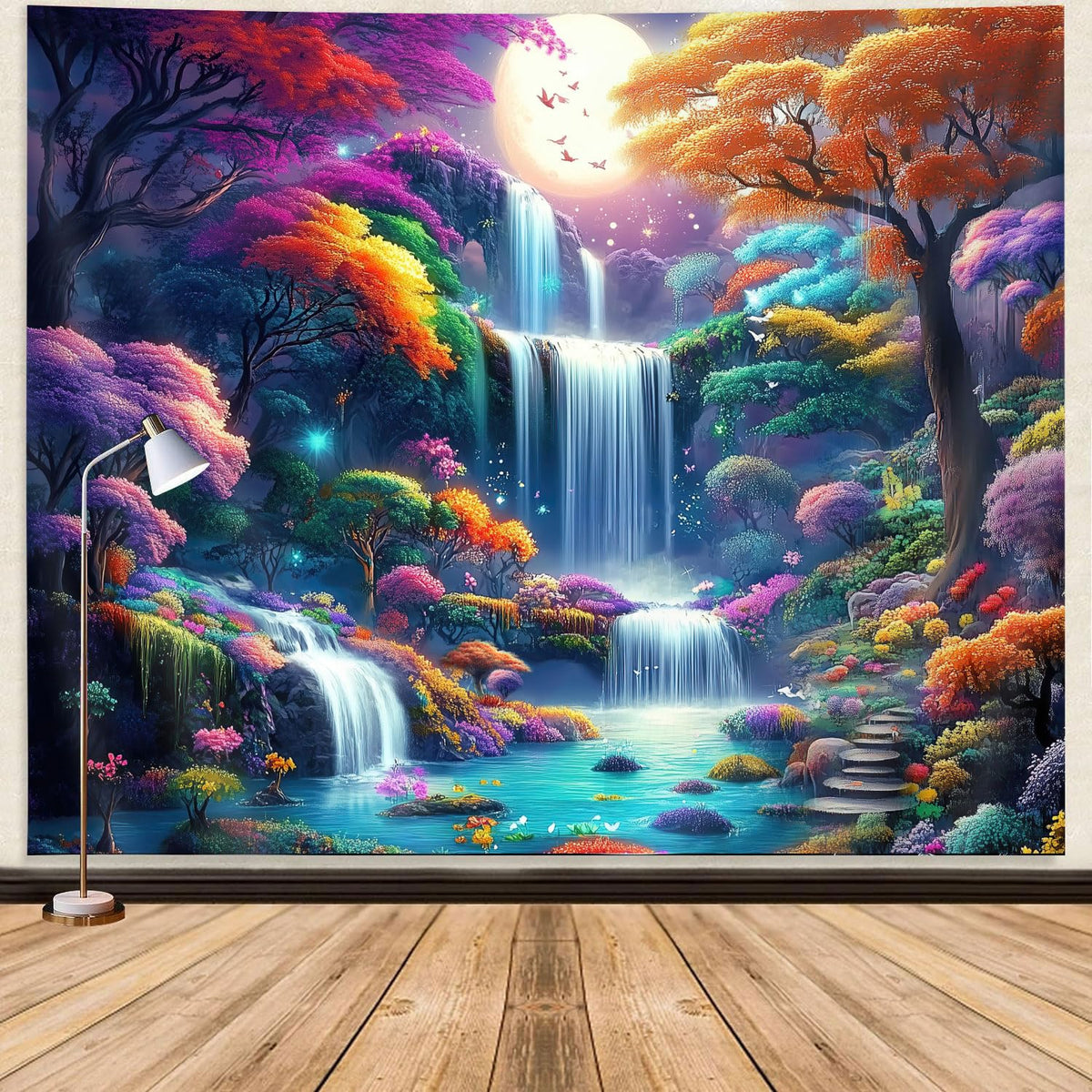 GOAOK Fantasy Library Tapestry For Classroom, Mysterious Tree Magic Bookshelf Aesthetic Tapestries, Witchy Fairytale Tree Vintage Bookshelf Book Art Tapestry Wall Hanging College Room Bedroom, 60"X40"