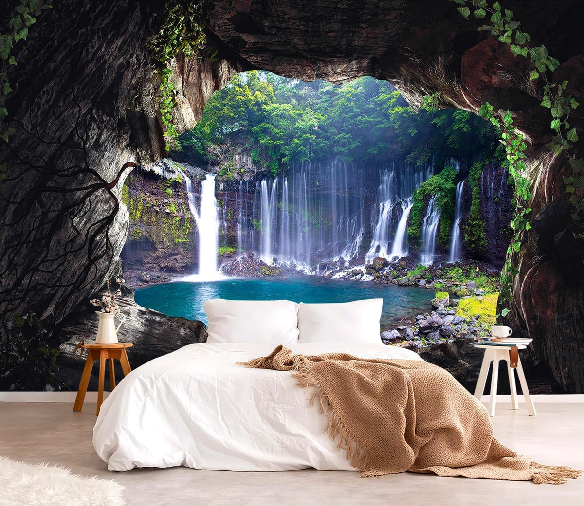 YQWDMX - Beige Forest Peel and Stick Wallpaper Jungle Self-Adhesive Mural for Living Room ZY12 L
