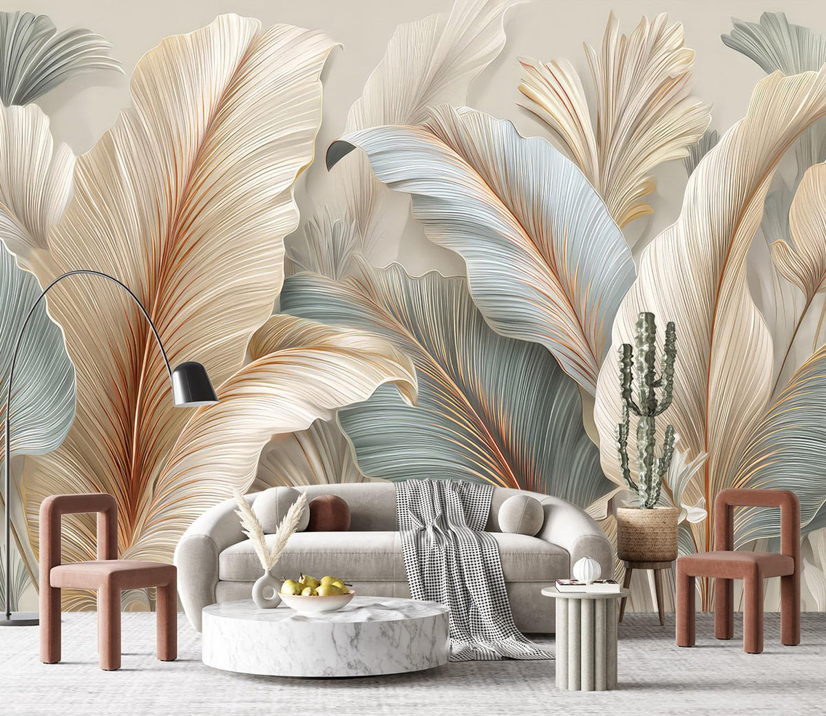 YQWDMX - Beige Forest Peel and Stick Wallpaper Jungle Self-Adhesive Mural for Living Room ZY12 L