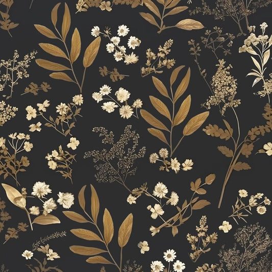 Laatse Vintage Floral Peel and Stick Wallpaper 17.5"x 393", Gold Black