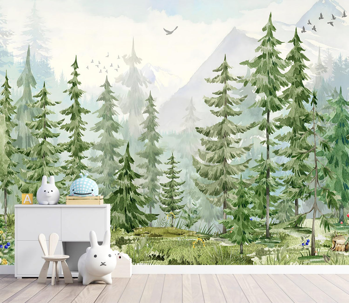 YQWDMX - Beige Forest Peel and Stick Wallpaper Jungle Self-Adhesive Mural for Living Room ZY12 L