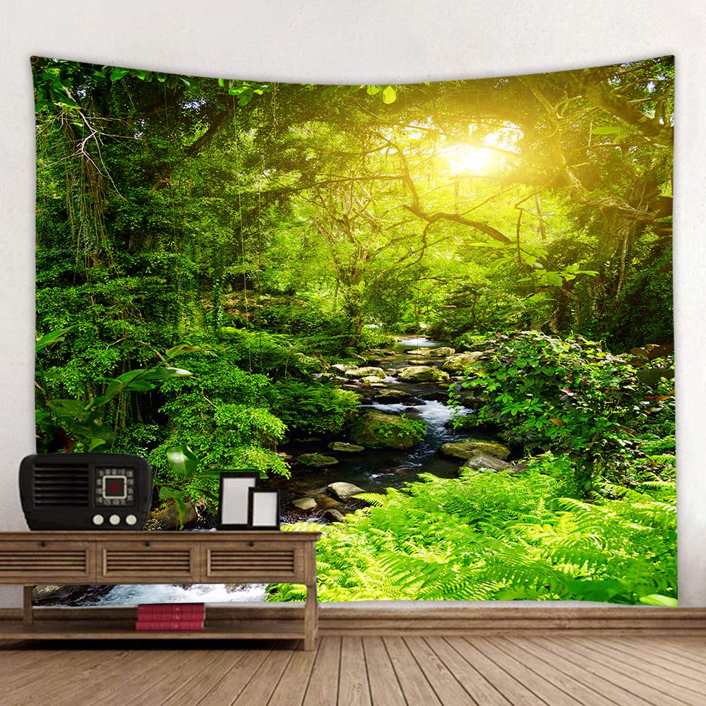 Llamazing Forest Tapestry Home Decor Landscape Living Room Bedroom Decoration Magic Tapestry Curtain (Morning Forest, 78''L×60''W)