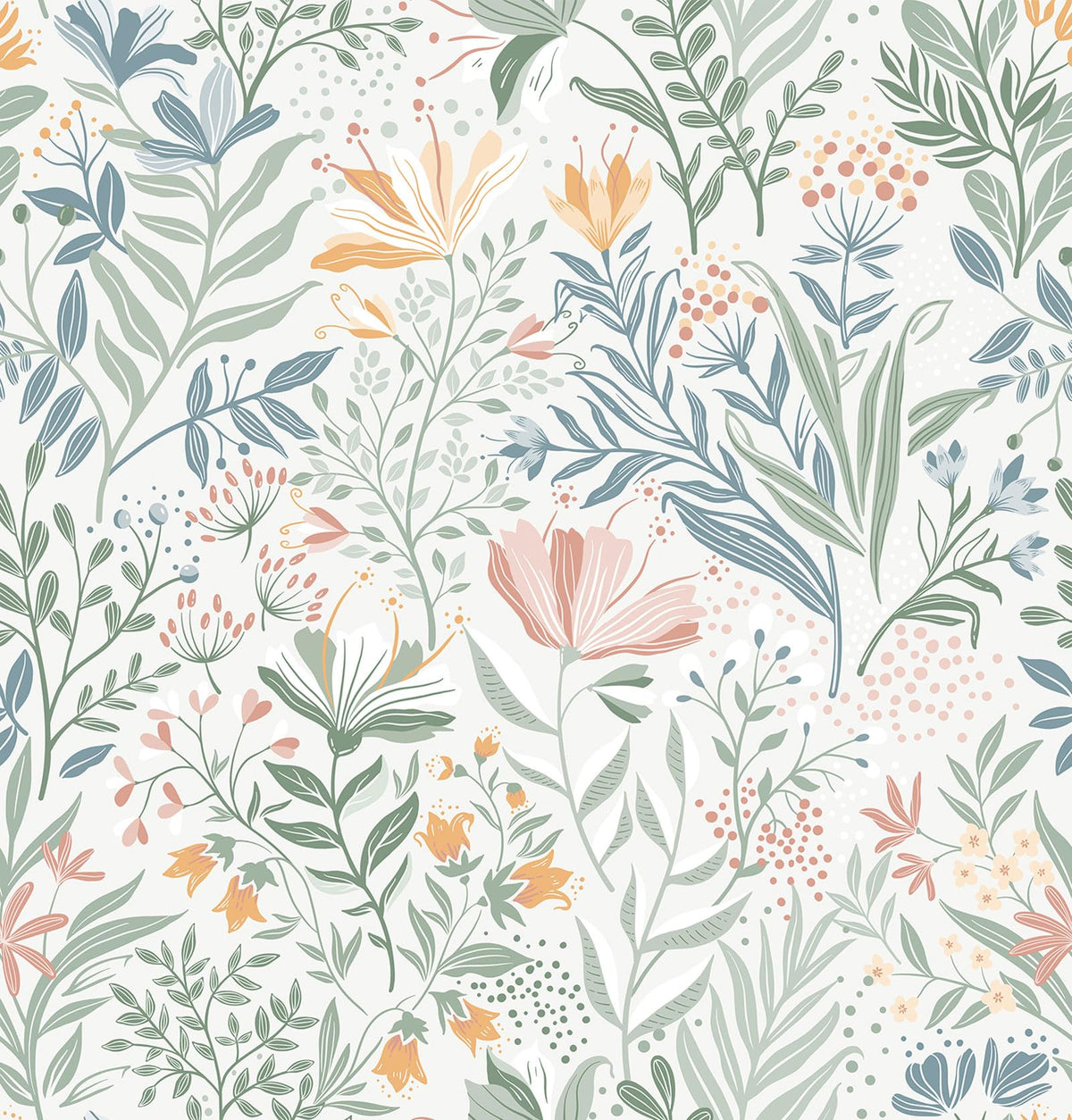 Fititem Floral Peel and Stick Wallpaper Boho Modern Wall Paper 17.3”×393”