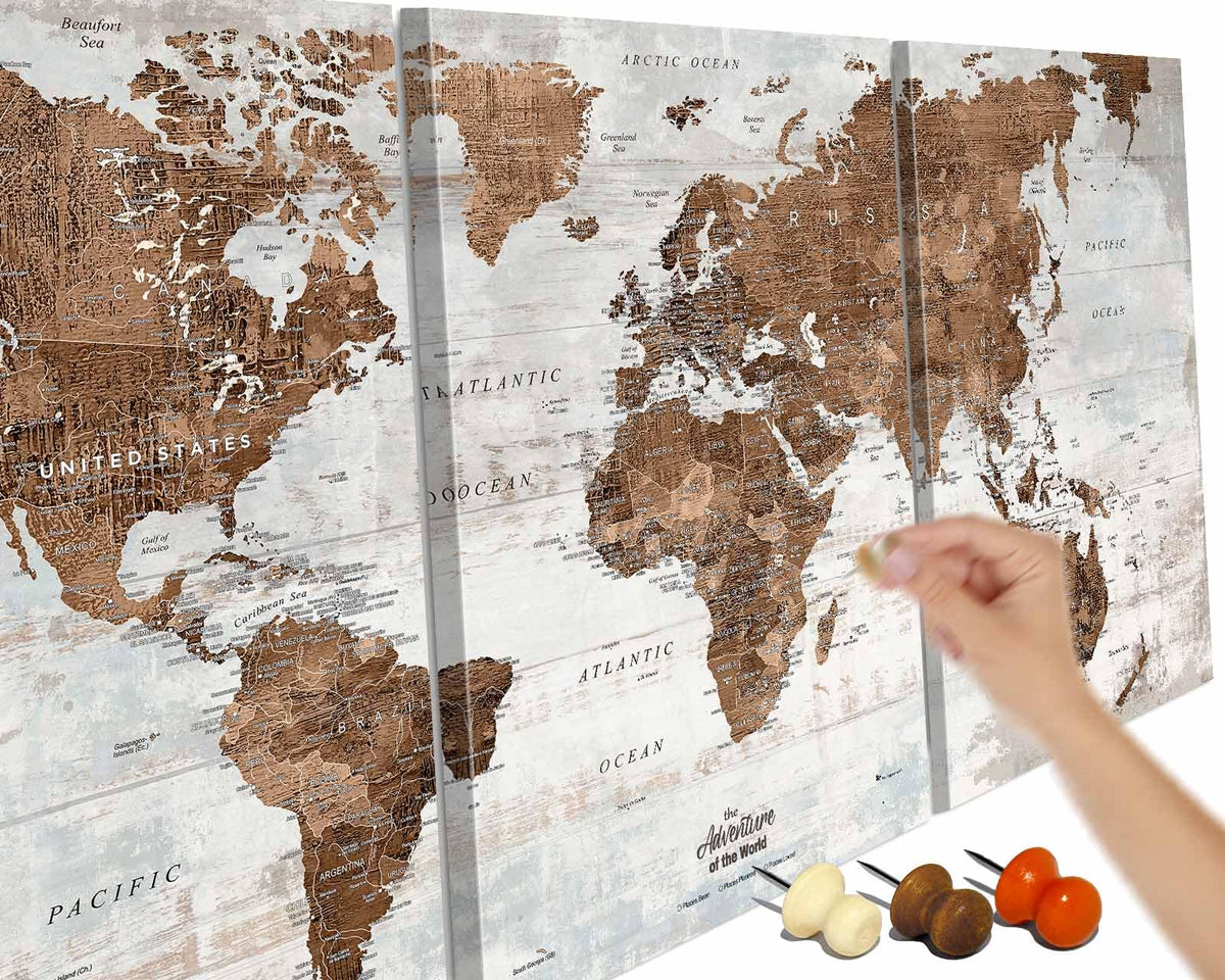 Office Artwork Map of the World Push Pin Board Travel Map Blue Pictures