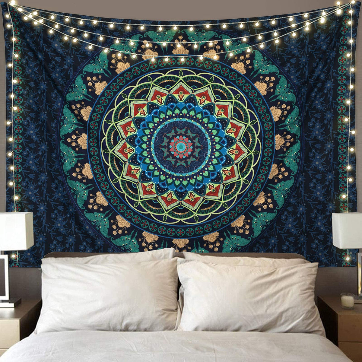 Black Mandala Tapestry Wall Hanging Psychedelic Wall Tapestry Aesthetic Indian Hippie Decor Bohemian Art Boho Home Decoration for Bedroom,Living Room,Dorm