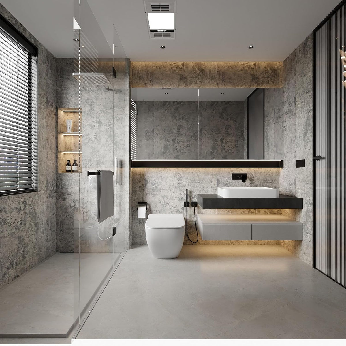 BAYYA Concrete Wallpaper Peel and Stick Grey Cement Contact Paper Industrial Style Self Adhesive Waterproof Removable Decorative Wall Covering Vinyl Film Furniture Stickers for Floor Wall Cabinets