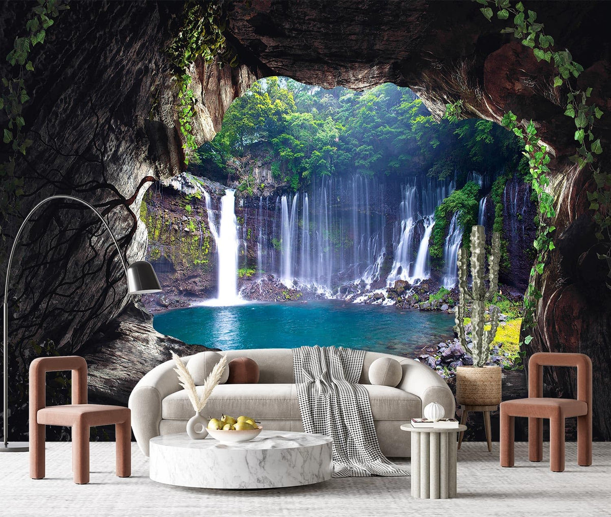 YQWDMX - Beige Forest Peel and Stick Wallpaper Jungle Self-Adhesive Mural for Living Room ZY12 L
