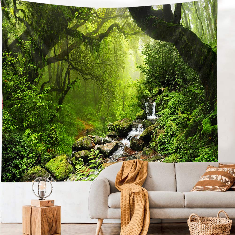 Llamazing Forest Tapestry Home Decor Landscape Living Room Bedroom Decoration Magic Tapestry Curtain (Morning Forest, 78''L×60''W)