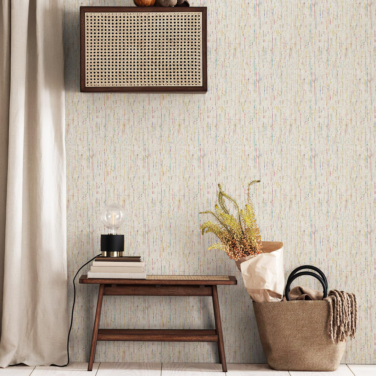 JiffDiff Woven Wallpaper Peel and Stick 17.3" x 120" Colorful Paint Grasscloth Contact Paper Textured Waterproof Self Adhesive Stick on Wallpaper(14.4 sq. ft Gray)