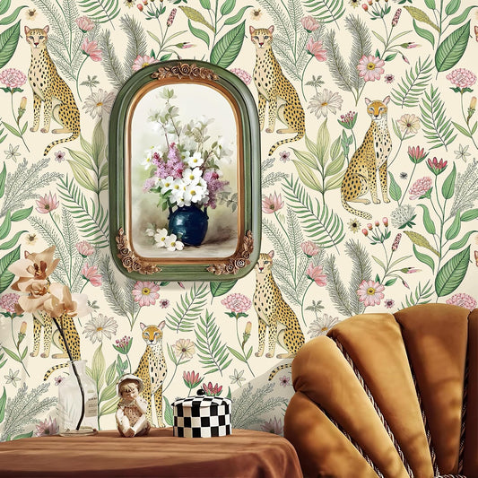 Floralplus Peel and Stick Wallpaper Leopard Removable Wallpaper