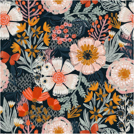 HAOKHOME Floral Wallpaper Peel and Stick Boho Pink Bathroom Contact Paper