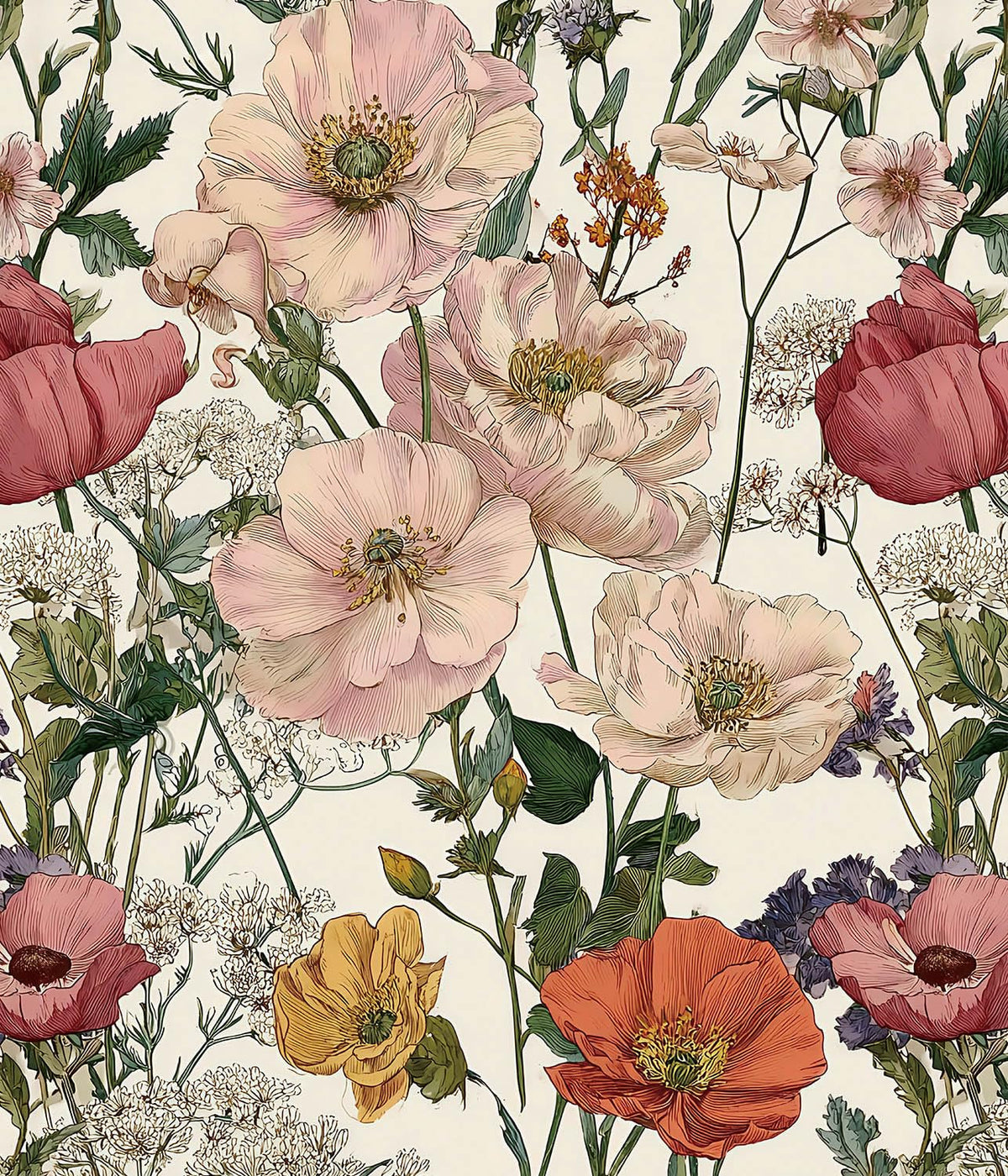 Orainege Pink Floral Peel and Stick Wallpaper Self Adhesive Wallpaper