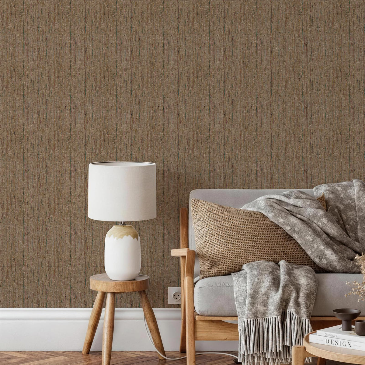 JiffDiff Woven Wallpaper Peel and Stick 17.3" x 120" Colorful Paint Grasscloth Contact Paper Textured Waterproof Self Adhesive Stick on Wallpaper(14.4 sq. ft Gray)