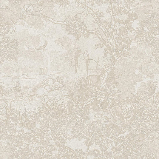 Ismoon Vintage Wallpaper Peel and Stick Beige Neutral Wallpaper 17.3in x32.8ft Forest Animals Contact Paper for Bedroom Thicken Waterproof Self-Adhesive Wall Paper Removable Renter Friendly Vinyl