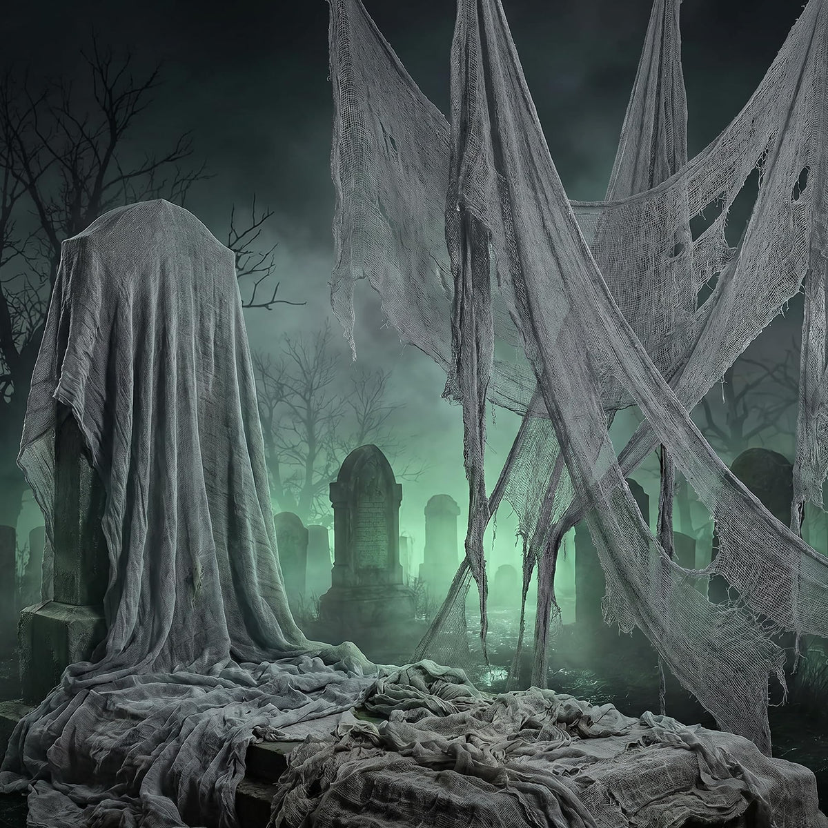 RunNico 197" x 85" Halloween Creepy Cloth - Halloween Spooky Fabric Cloth - Scary Gauze Blood Creepy Cloth for Haunted House Halloween Party Yard Wall Doorway Outdoors Decoration