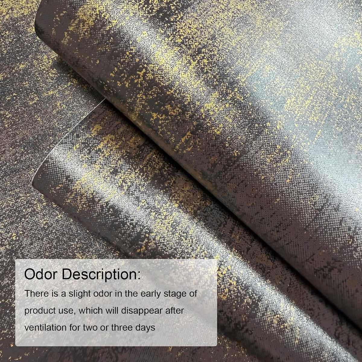 JiffDiff Vintage Metallic Peel and Stick Wallpaper Industrial Metallic Concrete Wall Paper Modern Stick on Wallpaper Self Adhesive Contact Paper(17.3" x 1200" Black Gold)