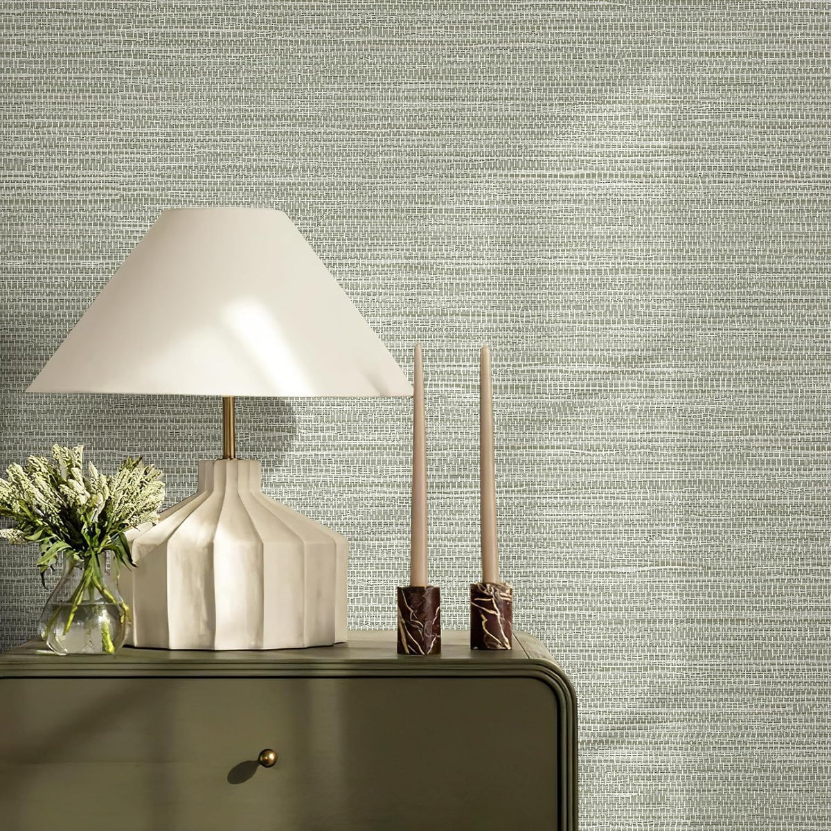 JiffDiff Grasscloth Wallpaper Peel and Stick Cream Grassweave Stick on Wallpaper Textured Self Adhesive Contact Paper 17.3"x118"