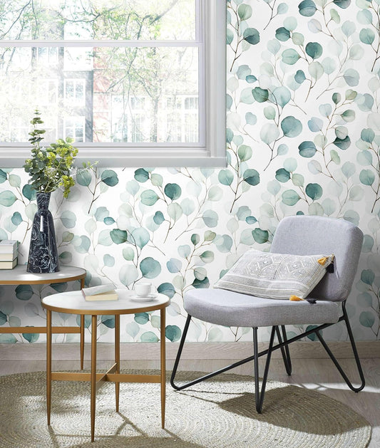 HAOKHOME Green Peel and Stick Wallpaper Botanical Leaf for Bathroom Nursery