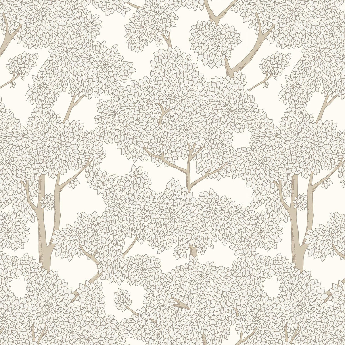 JiffDiff Tree Wallpaper Peel and Stick Jungle Wall Paper Forest Mural Stick on Wallpaper Modern Waterproof Self Adhesive Contact Paper (17.3" x 120" Cream)