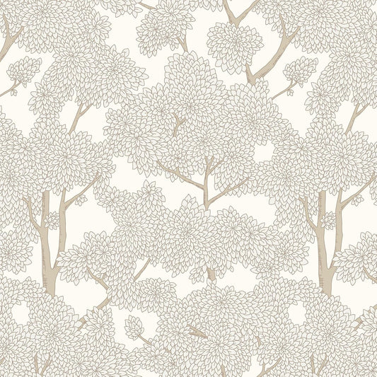 JiffDiff Tree Wallpaper Peel and Stick Jungle Wall Paper Forest Mural Stick on Wallpaper Modern Waterproof Self Adhesive Contact Paper (17.3" x 120" Cream)