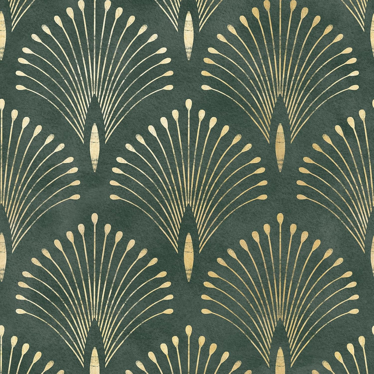 17.5x393 Art Deco Peel and Stick Wallpaper Geometric Dark Green and Gold Wallpaper for Bathroom Living Room Accent Wall Cover Waterproof Classy Vinyl Contact Paper for Cabinets Shelf Liner