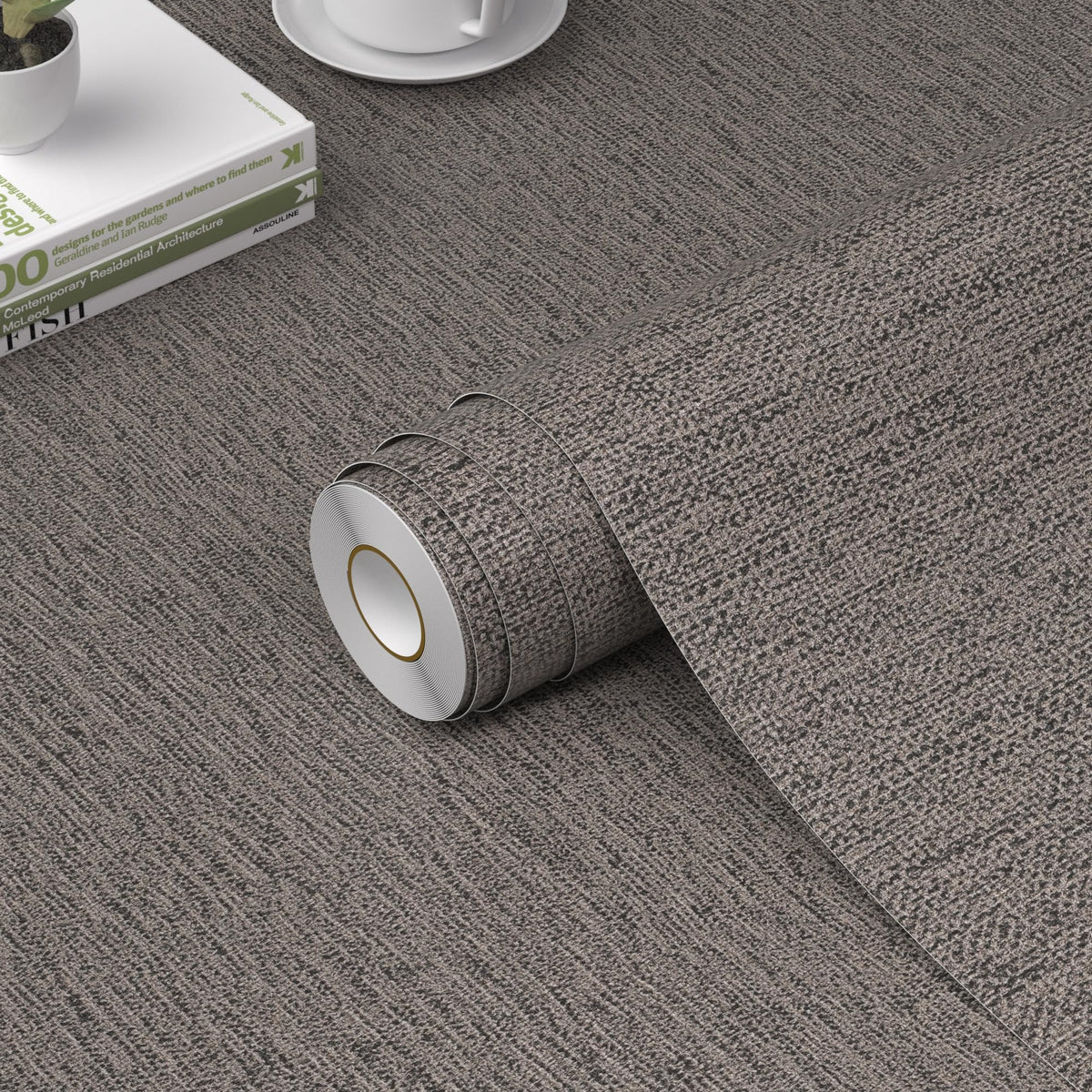 WADILE Grasscloth Peel and Stick Wallpaper 15.7in x 78.7in, Textured Contact Paper for Cabinets, Faux Linen Wall Paper Pull and Stick, Fabric Vinyl Wallpaper Self Adhesive Light Gray