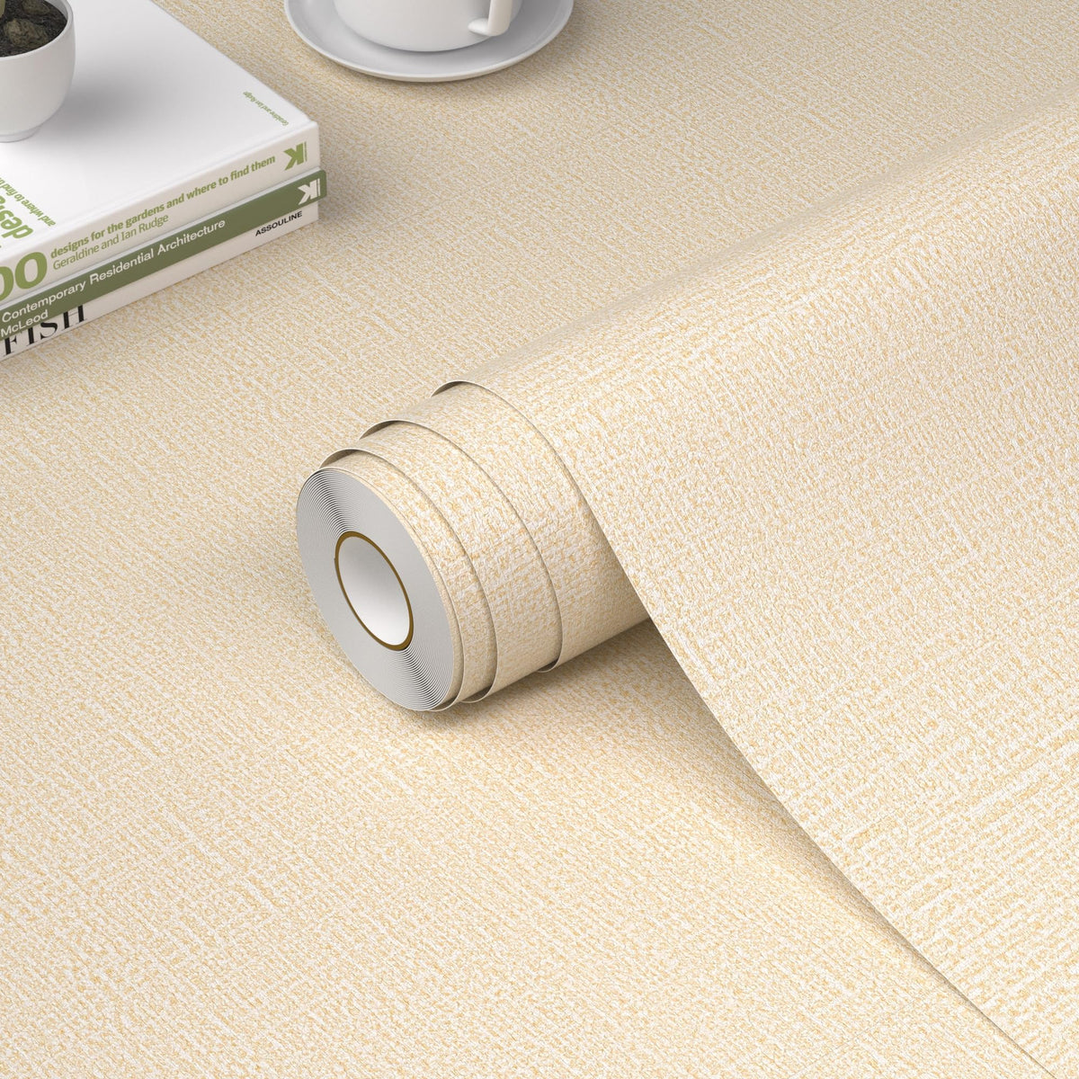 WADILE Grasscloth Peel and Stick Wallpaper 15.7in x 78.7in, Textured Contact Paper for Cabinets, Faux Linen Wall Paper Pull and Stick, Fabric Vinyl Wallpaper Self Adhesive Light Gray