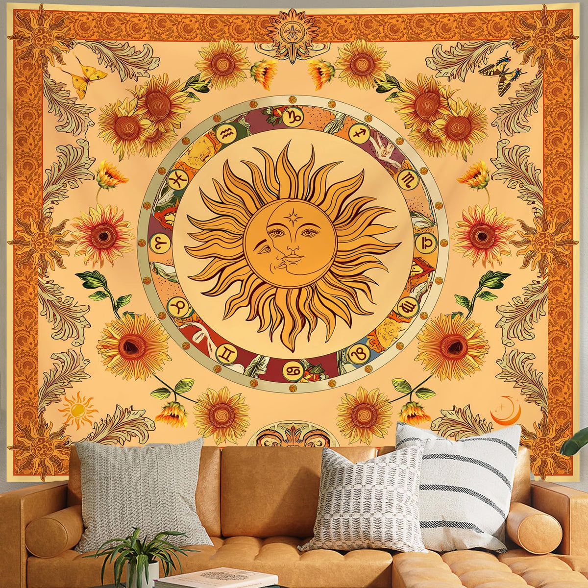 Apdidl Boho Tapestry for Bedroom, Sun Bohemian Wall Hanging Classroom Decor