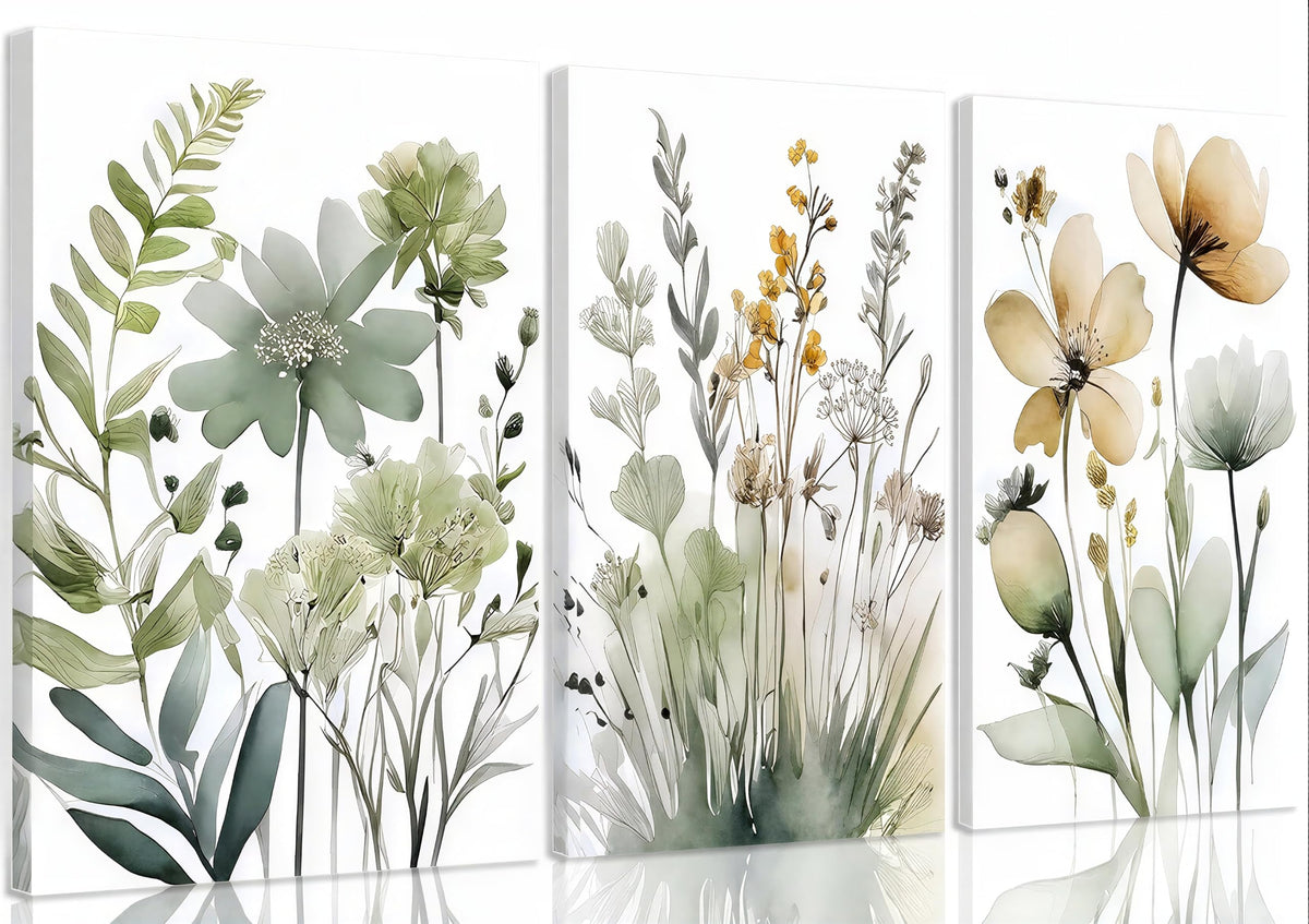 tgguytiy Sage Green Botanical Wall Art Set of 3, Eucalyptus Leaf Boho Plant Posters for Bedroom Living Room Bathroom Decor, 12x16 Inch Unframed Prints