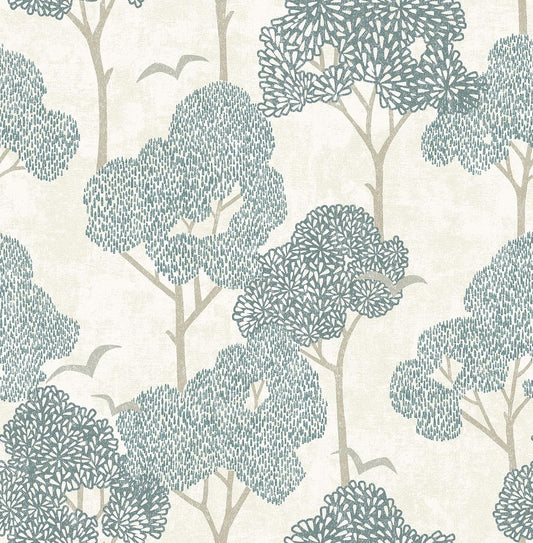 NuWallpaper by WallPops Millie Blue Peel and Stick Wallpaper, Removable Wallpaper, 20.5 in x 18 ft