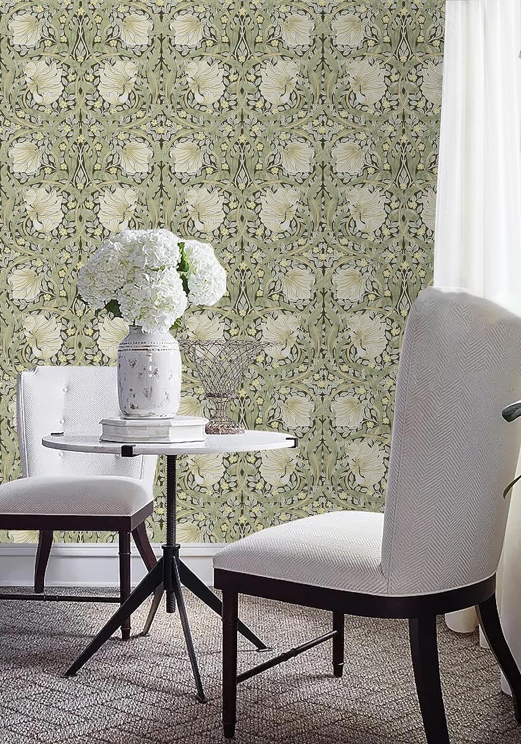 HAOKHOME William Morris Wallpaper Vintage Wall Paper Sage Green Removable