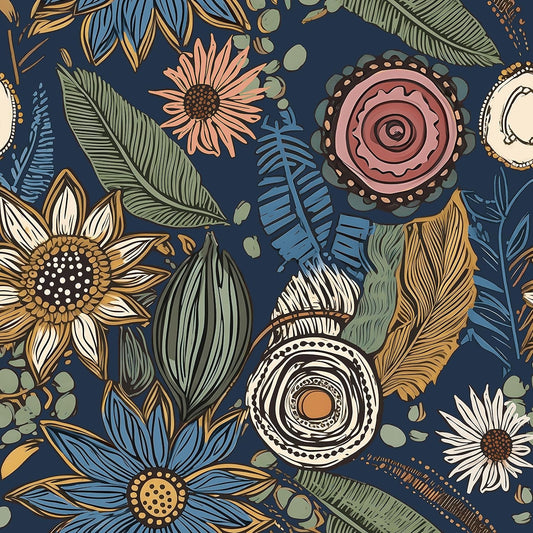 Laatse Boho Wallpaper Peel and Stick 17.5"x118", Navy Blue Contact Paper