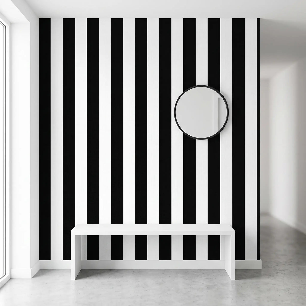 1 Roll Self-Adhesive Modern Vertical Striped Wallpaper, 4 Colors (Pink/White, Blue/White, Green/White, Black/White), 40cm/15.7" Wide Waterproof, for Bedroom & Rental Apartment Renovation