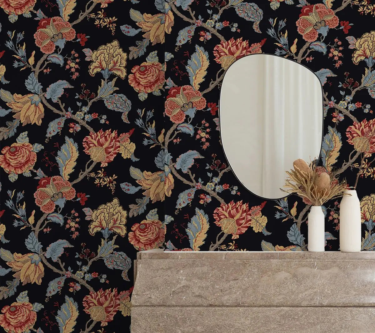 NextWall Kianna Jacobean Floral Peel and StickWallpaper