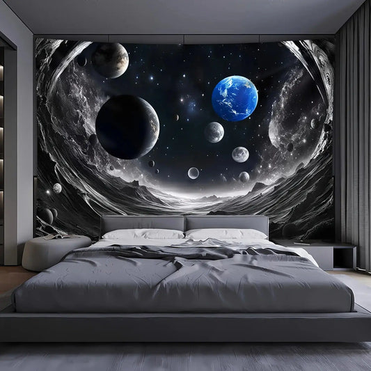 Durable Polyester Artistic Tapestry Wall Mural - 1pc Starry Night & Galaxy Artwork Print, Colorful Statement Tapestry, Home Accessory, Cool Room Decor for Bedroom